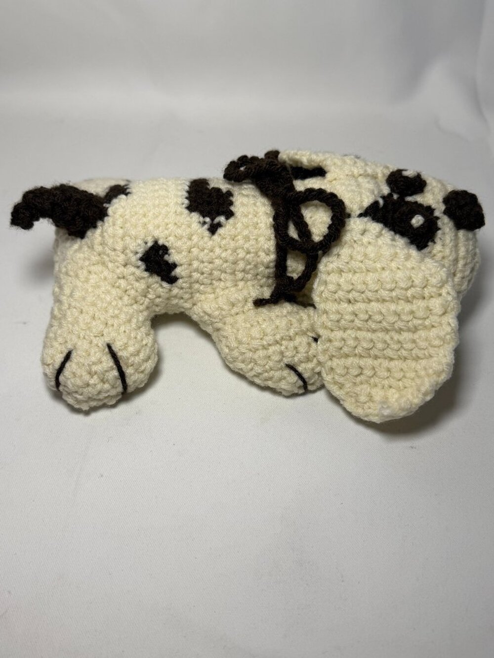 Handmade Crochet Pound Puppy Dog Amigurumi Cream & Brown Spots Floppy Ears New - Picture 5 of 8